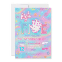 Neon Glow High Five verjaardagsfeest uitnodiging