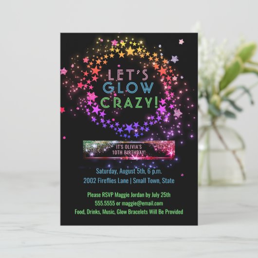 Neon Glow in de Dark Party | Verjaardag kinderen Kaart (Staand voorkant)