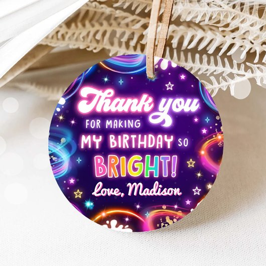 Neon Glow in de donkere disco meisje verjaardagsfe Bedankjes Labels