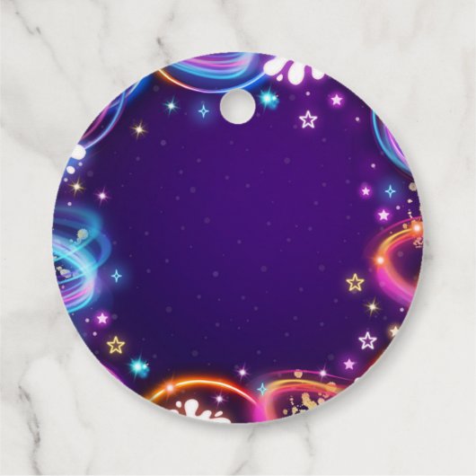 Neon Glow in de donkere disco meisje verjaardagsfe Bedankjes Labels (Achterkant)