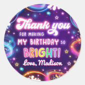 Neon Glow in de donkere disco meisje verjaardagsfe Ronde Sticker (Voorkant)