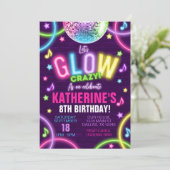 Neon Glow in the Dark Birthday Party Invitation Kaart (Staand voorkant)