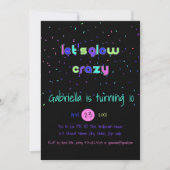 Neon Glow in the Dark Birthday Party Invitation Kaart (Voorkant)