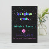 Neon Glow in the Dark Birthday Party Invitation Kaart (Staand voorkant)
