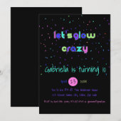 Neon Glow in the Dark Birthday Party Invitation Kaart (Voorkant / Achterkant)