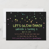 Neon Glow in the Dark Birthday Party Invitation Kaart (Voorkant)