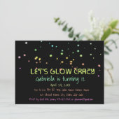 Neon Glow in the Dark Birthday Party Invitation Kaart (Staand voorkant)