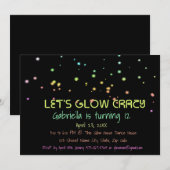 Neon Glow in the Dark Birthday Party Invitation Kaart (Voorkant / Achterkant)