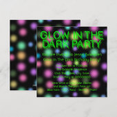 Neon Glow in the Dark Birthday Party Kaart (Voorkant / Achterkant)