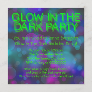 Neon Glow in the Dark Birthday Party Kaart