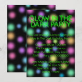 Neon Glow in the Dark Birthday Party Kaart (Voorkant / Achterkant)