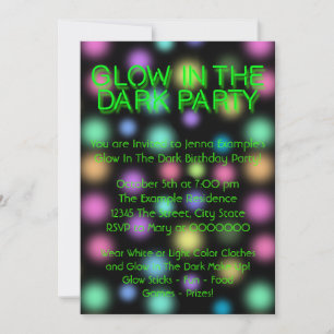Neon Glow in the Dark Birthday Party Kaart