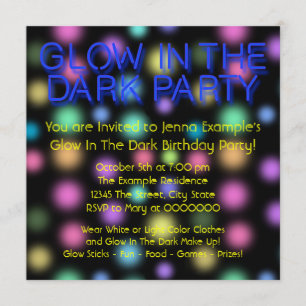 Neon Glow in the Dark Birthday Party Kaart