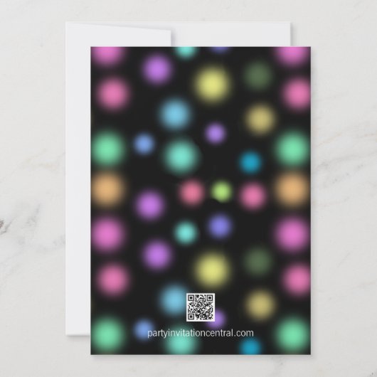 Neon Glow in the Dark Birthday Party Kaart (Achterkant)