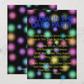 Neon Glow in the Dark Birthday Party Kaart (Voorkant / Achterkant)