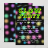 Neon Glow in the Dark Birthday Party Kaart (Voorkant / Achterkant)