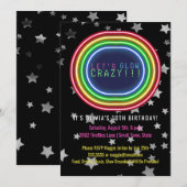 Neon Glow in the Dark Birthday Party | Kinder part Kaart (Voorkant / Achterkant)