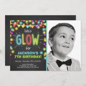 Neon Glow in the Dark Birthday-uitnodiging Kaart (Voorkant / Achterkant)