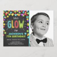 Neon Glow in the Dark Birthday-uitnodiging