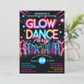 Neon Glow in the Dark Dance Verjaardagsfeest Kaart (Staand voorkant)