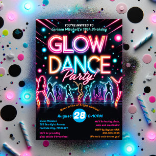 Neon Glow in the Dark Dance Verjaardagsfeest Kaart