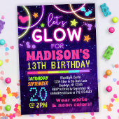 Neon Glow in the Dark Glow Party Verjaardag Kaart