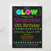 Neon Glow in the Dark Kids Birthday Party Invite Kaart (Voorkant)