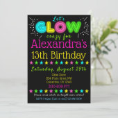Neon Glow in the Dark Kids Birthday Party Invite Kaart (Staand voorkant)