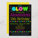 Neon Glow in the Dark Kids Birthday Party Invite Kaart<br><div class="desc">Heb je een gloed in de donkerzwarte lichtpartij? Deze uitnodiging is de perfecte manier om al je gasten enthousiast te maken over je feest!</div>