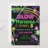 Neon Glow in the Dark Kids Birthday Party Invite Kaart (Voorkant)