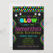 Neon Glow in the Dark Kids Birthday Party Invite Kaart (Voorkant)