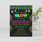 Neon Glow in the Dark Kids Birthday Party Invite Kaart (Staand voorkant)