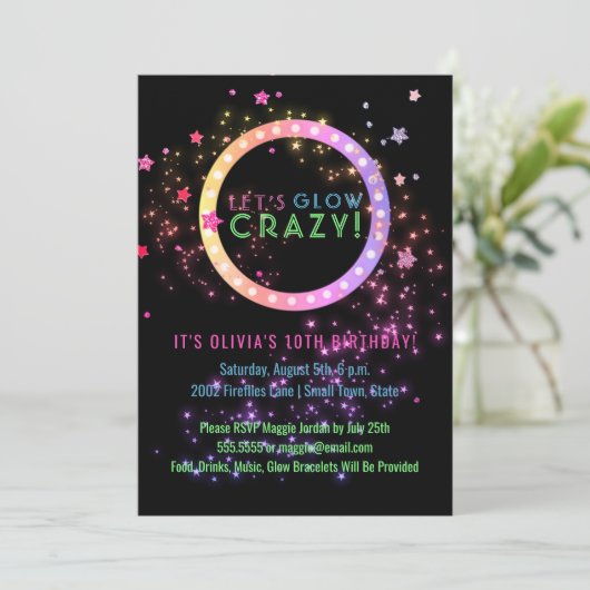 Neon Glow in the Dark Party | Kinderen op zaterdag Kaart (Staand voorkant)