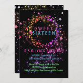 Neon Glow in the Dark Party | Zoet 16 Kaart (Voorkant / Achterkant)