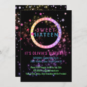 Neon Glow in the Dark Party | Zoet 16 Kaart (Voorkant / Achterkant)