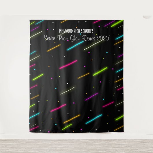 Neon Glow in the Dark Prom Dance Achtergrond Wandkleed (Voorkant)