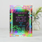 Neon Glow in the Dark, Rainbow Cheetah, afdruk Kaart (Staand voorkant)