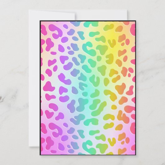 Neon Glow in the Dark, Rainbow Cheetah, afdruk Kaart (Achterkant)