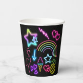 Neon Glow in the Dark, Rainbow Cheetah, afdruk Papieren Bekers (Achterkant)
