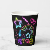 Neon Glow in the Dark, Rainbow Cheetah, afdruk Papieren Bekers (Voorkant)