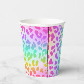 Neon Glow in the Dark, Rainbow Cheetah Print Cup Papieren Bekers (Rechts)