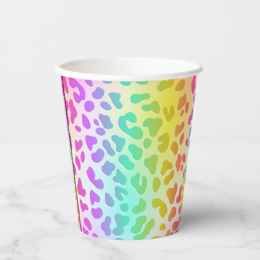 Neon Glow in the Dark, Rainbow Cheetah Print Cup Papieren Bekers (Voorkant)