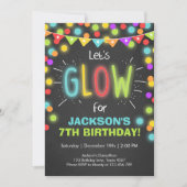 Neon Glow in the Dark Verjaardagsuitnodiging Kaart (Voorkant)