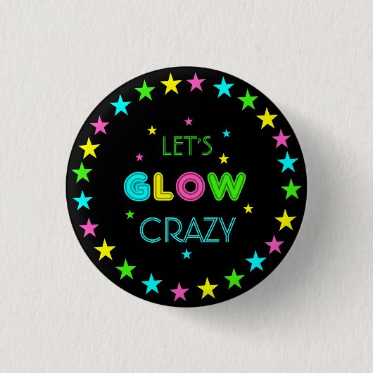 Neon Glow in the Dark Zwart Licht Kinderen Verjaar Ronde Button 3,2 Cm (Voorkant)
