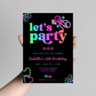 Neon Glow Karaoke Uitnodiging voor verjaardag