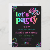 Neon Glow Karaoke Uitnodiging voor verjaardag (Voorkant)