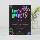 Neon Glow Karaoke Uitnodiging voor verjaardag (Staand voorkant)