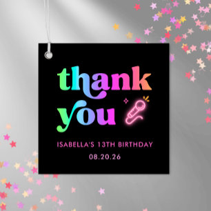 Neon Glow Karaoke Verjaardag Favor Tag Bedankjes Labels