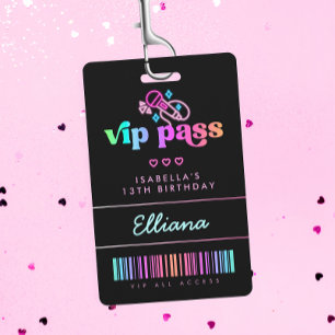 Neon Glow Karaoke Verjaardag VIP Pas Aangepast Fee Badge