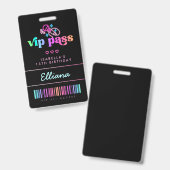 Neon Glow Karaoke Verjaardag VIP Pas Custom Feest Badge (Voor- en achterkant)